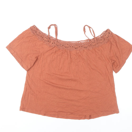New Look Women’s Brown Crochet Off Shoulder Blouse Size 10