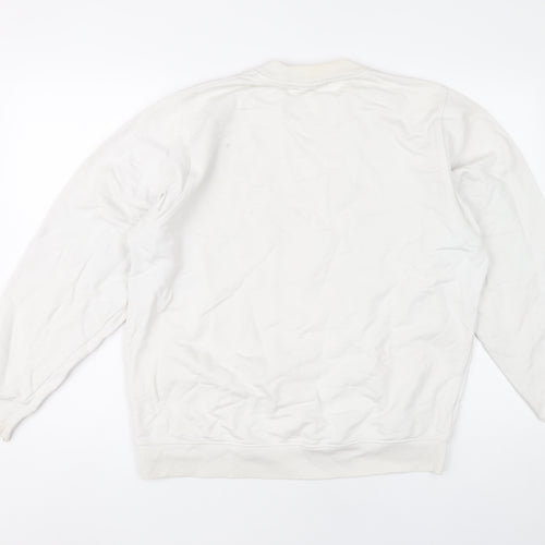 Diesel Unisex White Cotton Pullover Sweatshirt L Logo Graphic