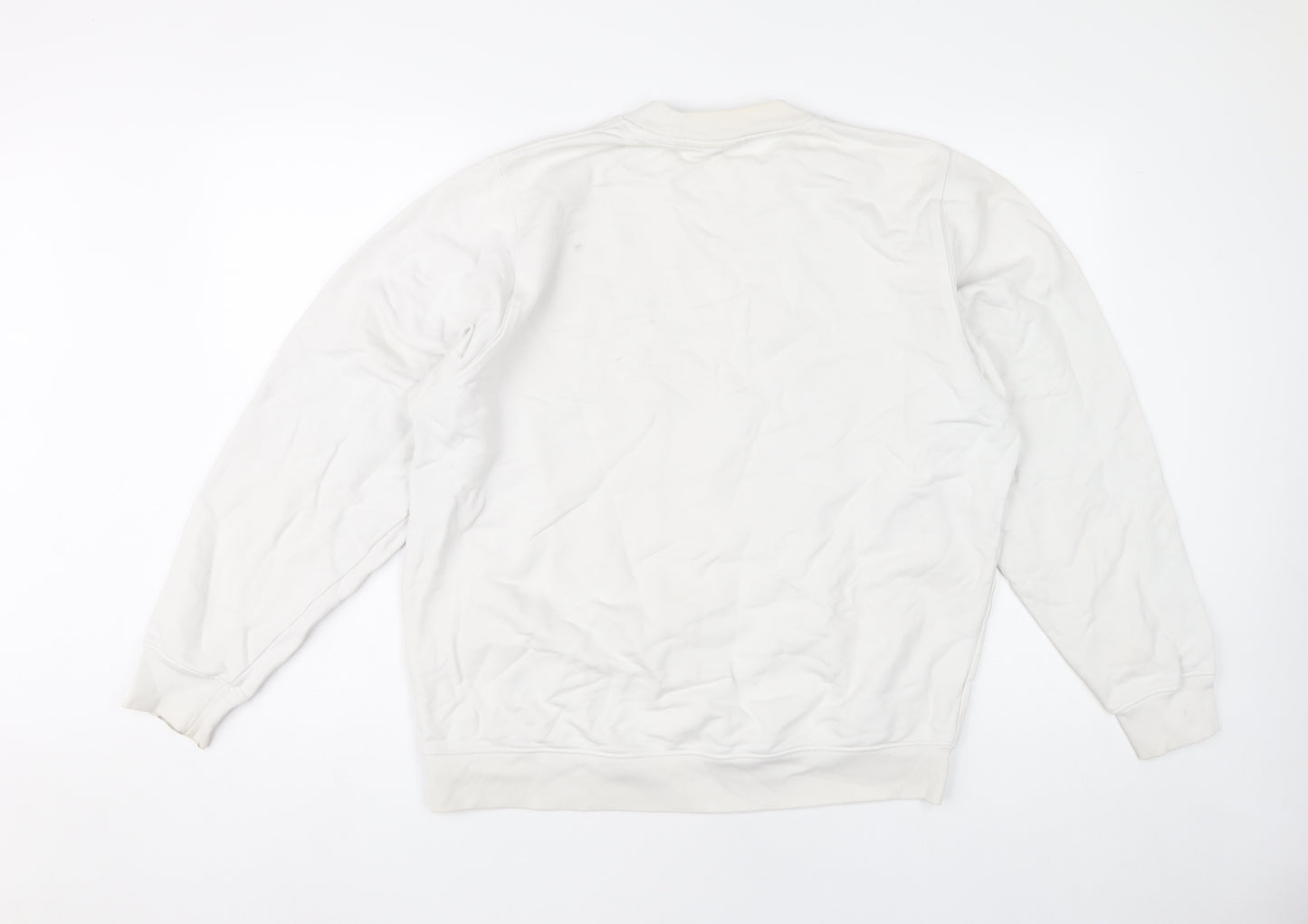 Diesel Unisex White Cotton Pullover Sweatshirt L Logo Graphic