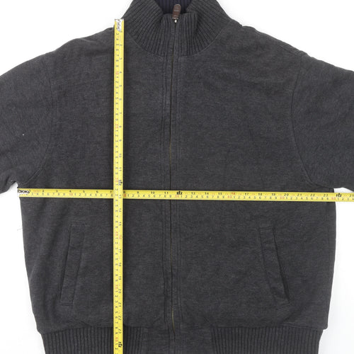 Marks and Spencer Mens Grey Bomber Jacket L 41"-43" Full Zip Cotton