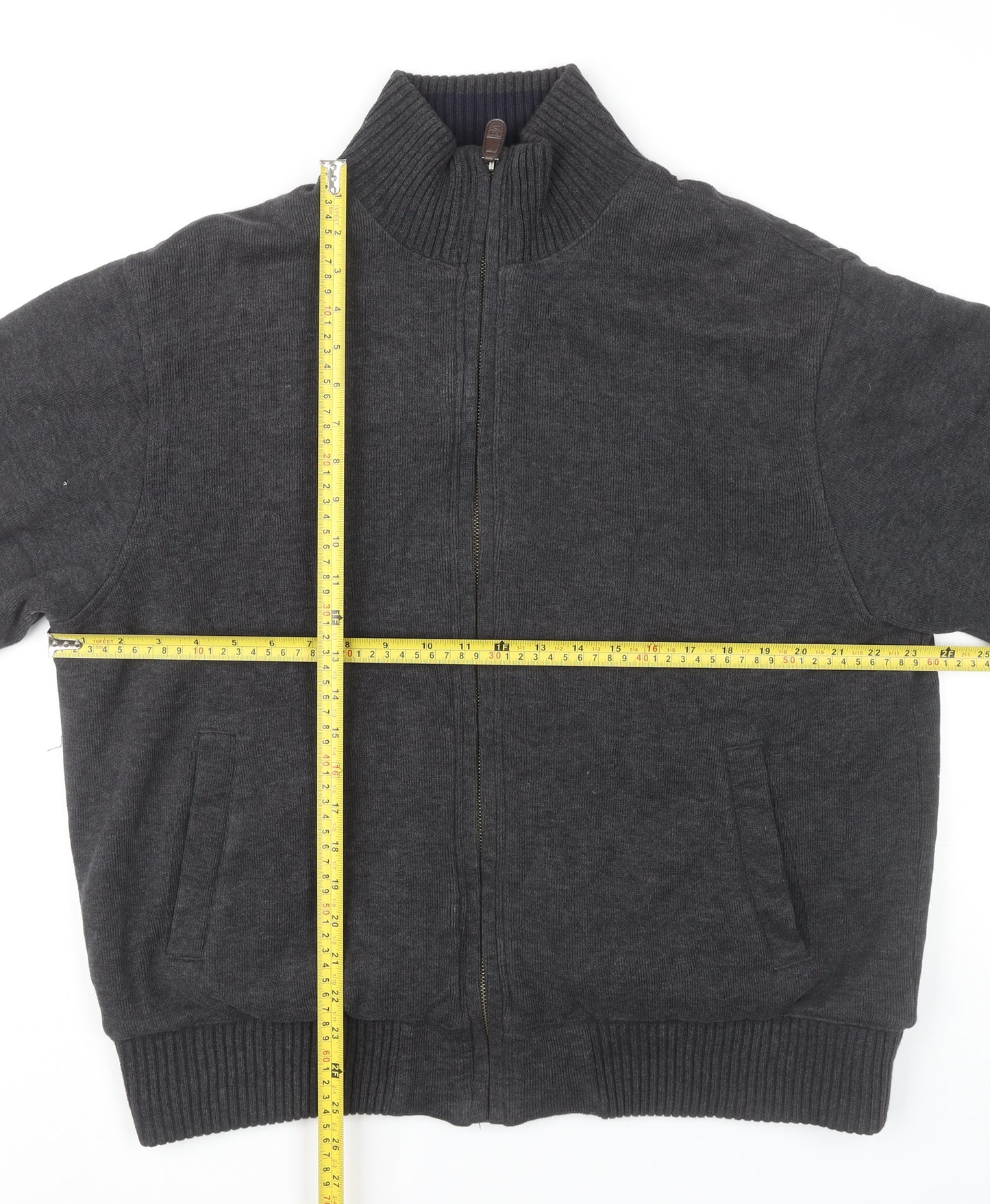Marks and Spencer Mens Grey Bomber Jacket L 41"-43" Full Zip Cotton