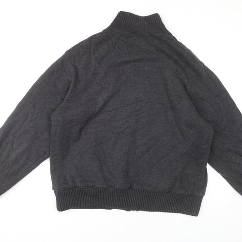 Marks and Spencer Mens Grey Bomber Jacket L 41"-43" Full Zip Cotton