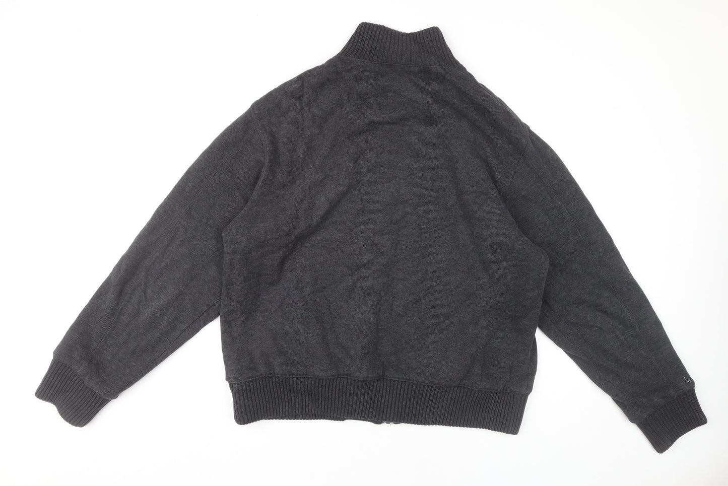 Marks and Spencer Mens Grey Bomber Jacket L 41"-43" Full Zip Cotton