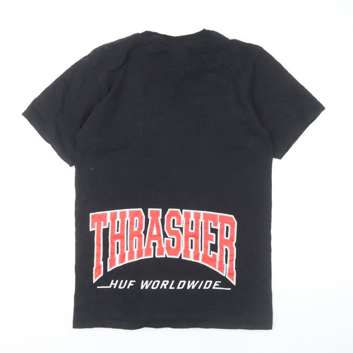 HUF Thrasher Men's Black Small Graphic Skate T-Shirt