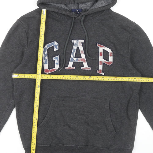 GAP Womens Dark Grey Hoodie Small Pullover Logo Cotton Blend