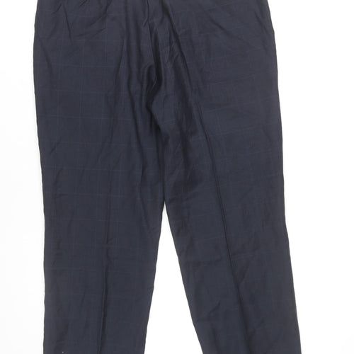 Marks and Spencer Mens Blue Checked Wool Dress Pants 34W 29L