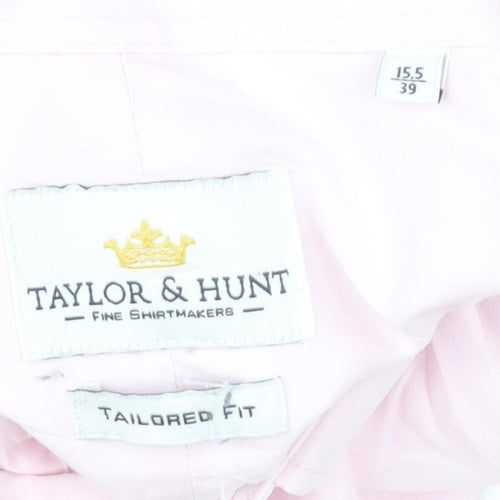 Taylor & Hunt Men's Pink 15.5 Slim Fit Cotton Dress Shirt