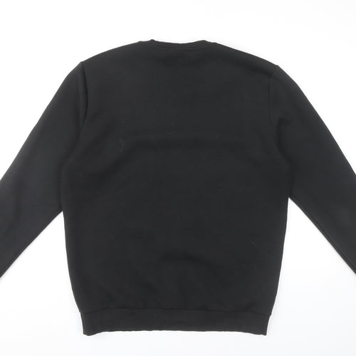 Reiss Mens Black L Pullover Sweatshirt Crew Neck Velvet Trim