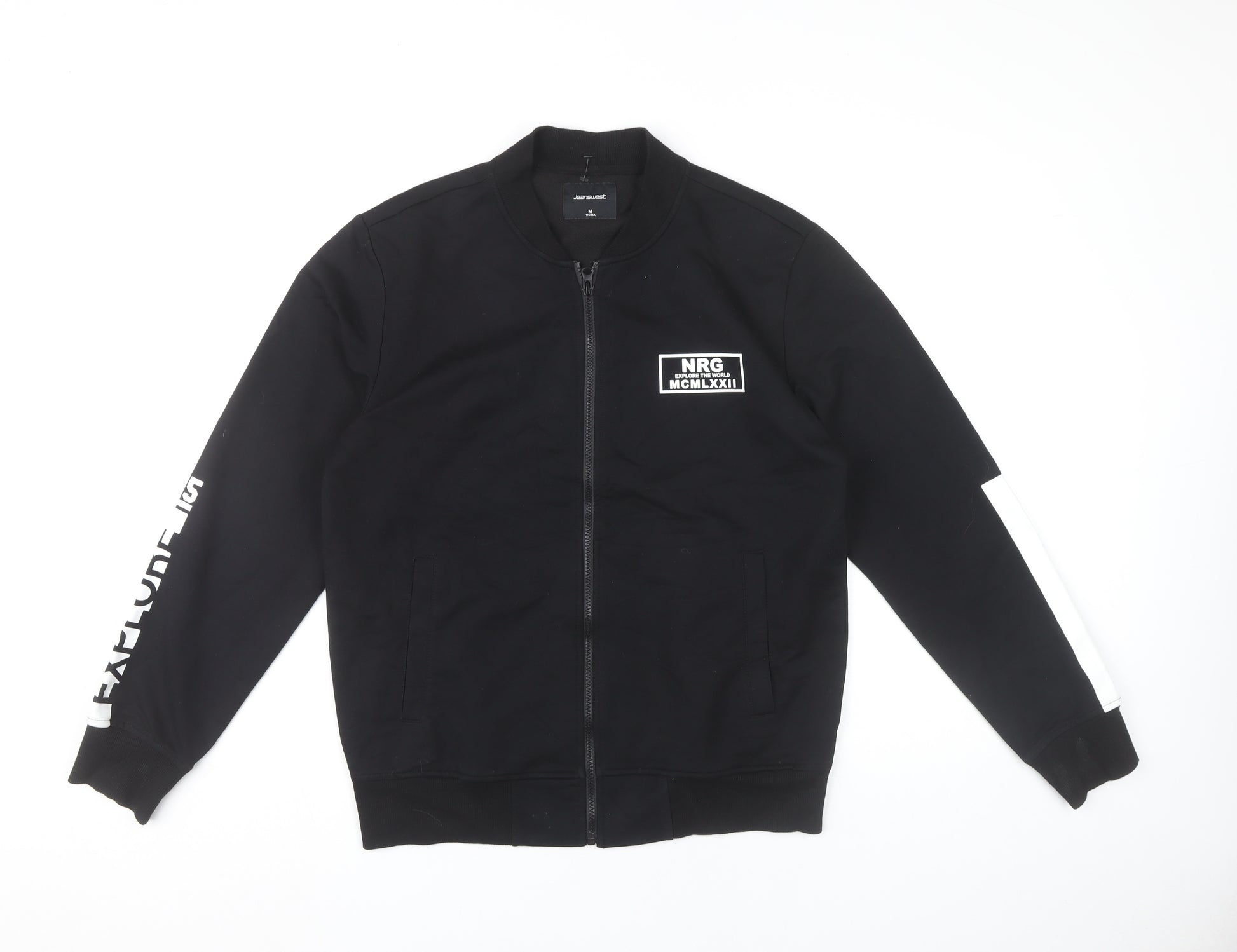 Jeanswest Men's Black Bomber Jacket Size M Cotton Blend Casual Zip