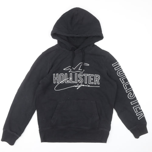 Hollister Mens Black XS Pullover Hoodie Graphic Logo Hoodie