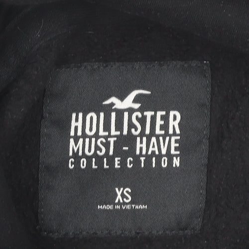 Hollister Mens Black XS Pullover Hoodie Graphic Logo Hoodie