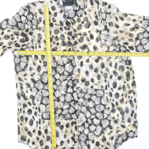 ASOS Design Women’s Multicoloured Animal Print Button-Up Shirt UK 8 Long Sleeve Polyester