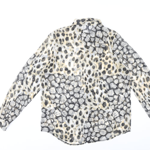 ASOS Design Women’s Multicoloured Animal Print Button-Up Shirt UK 8 Long Sleeve Polyester