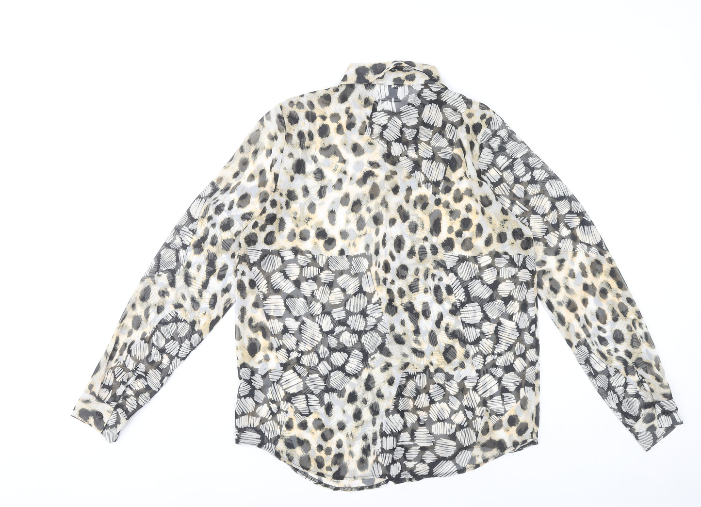 ASOS Design Women’s Multicoloured Animal Print Button-Up Shirt UK 8 Long Sleeve Polyester