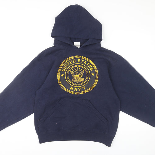Soffe Unisex Adults Navy Blue Pullover Hoodie Small US Navy Logo