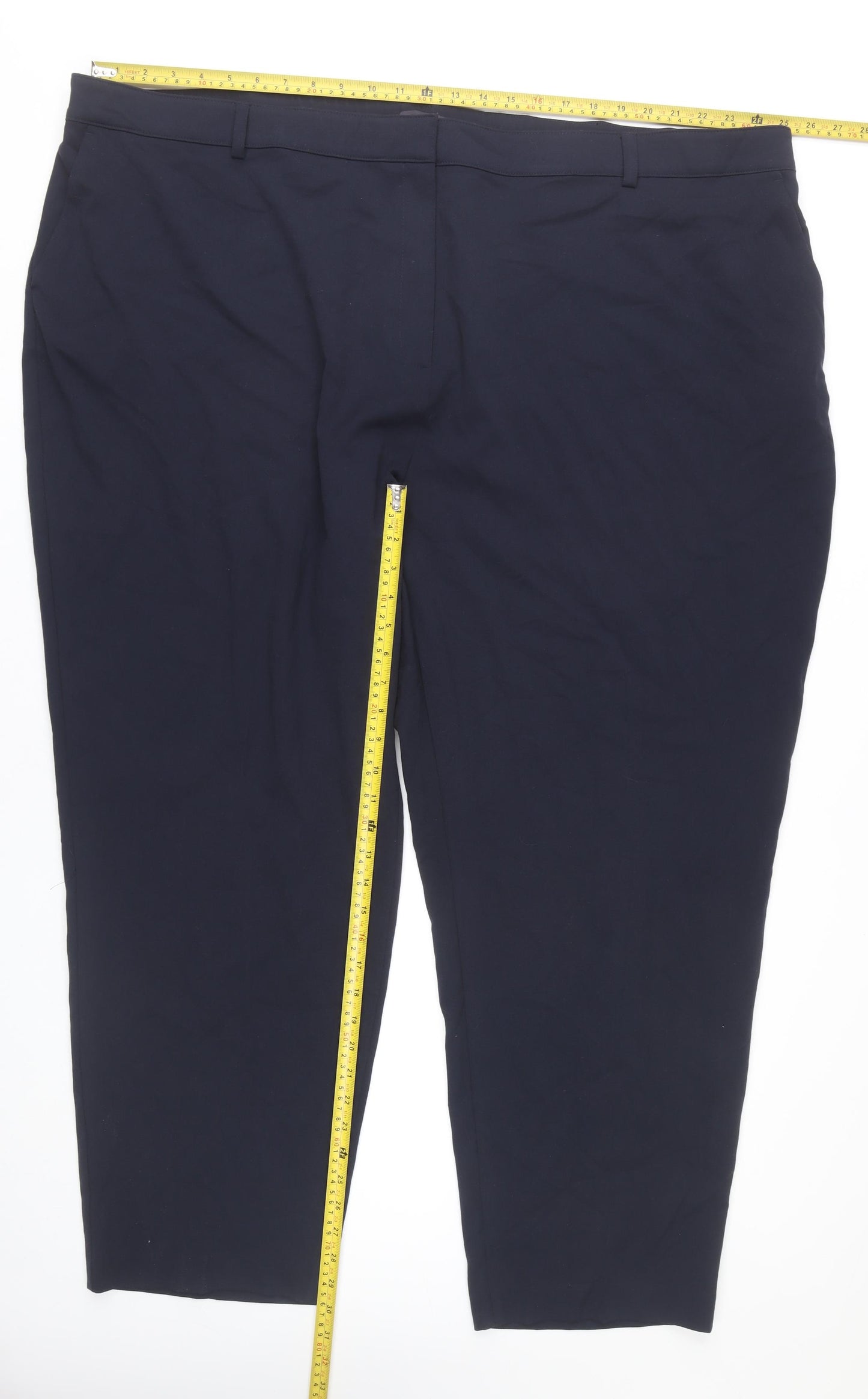 Marks and Spencer Womens Blue Size 32 Regular Work Trousers