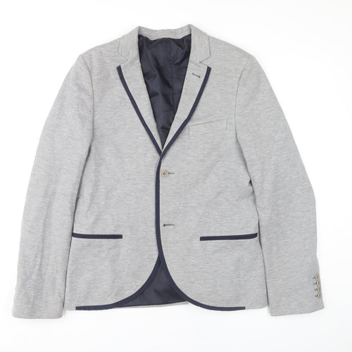 Topman Unisex Adults Grey Blazer Jacket Size L 40in Chest Single-Breasted