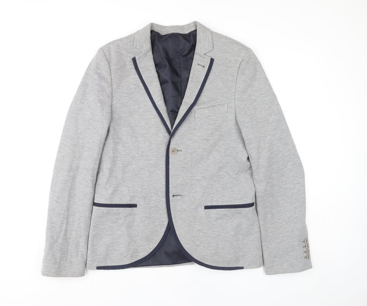 Topman Unisex Adults Grey Blazer Jacket Size L 40in Chest Single-Breasted