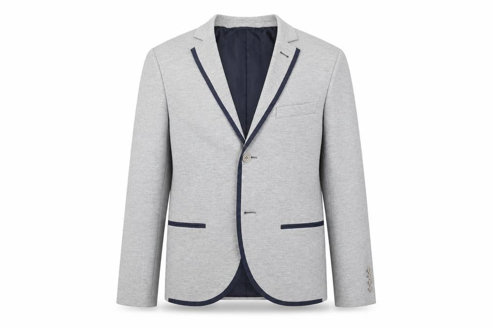 Front view of Topman unisex adults grey blazer jacket, size L, 40in chest single-breasted