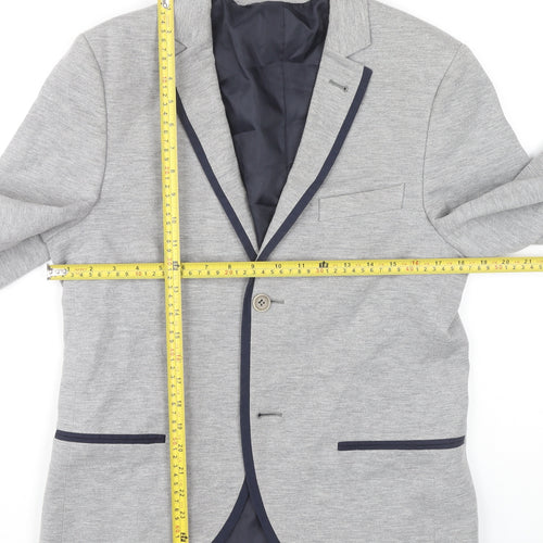 Topman Unisex Adults Grey Blazer Jacket Size L 40in Chest Single-Breasted