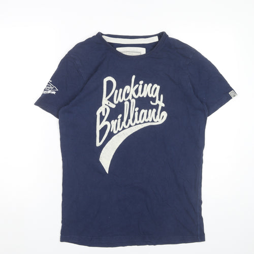 Front Up Rugby Men’s Blue Graphic Print Cotton T-Shirt Size M