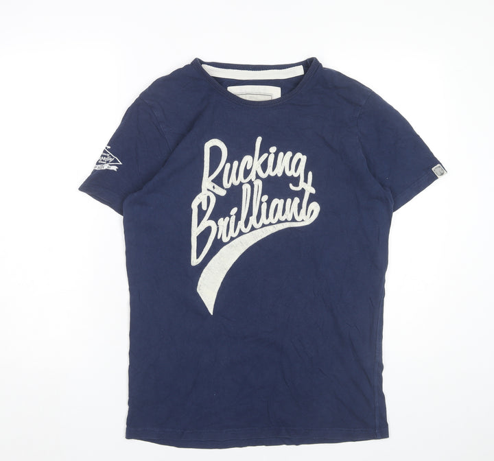 Front Up Rugby Men’s Blue Graphic Print Cotton T-Shirt Size M