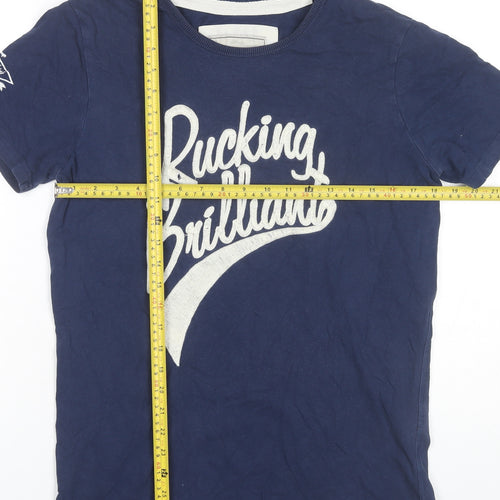 Front Up Rugby Men’s Blue Graphic Print Cotton T-Shirt Size M