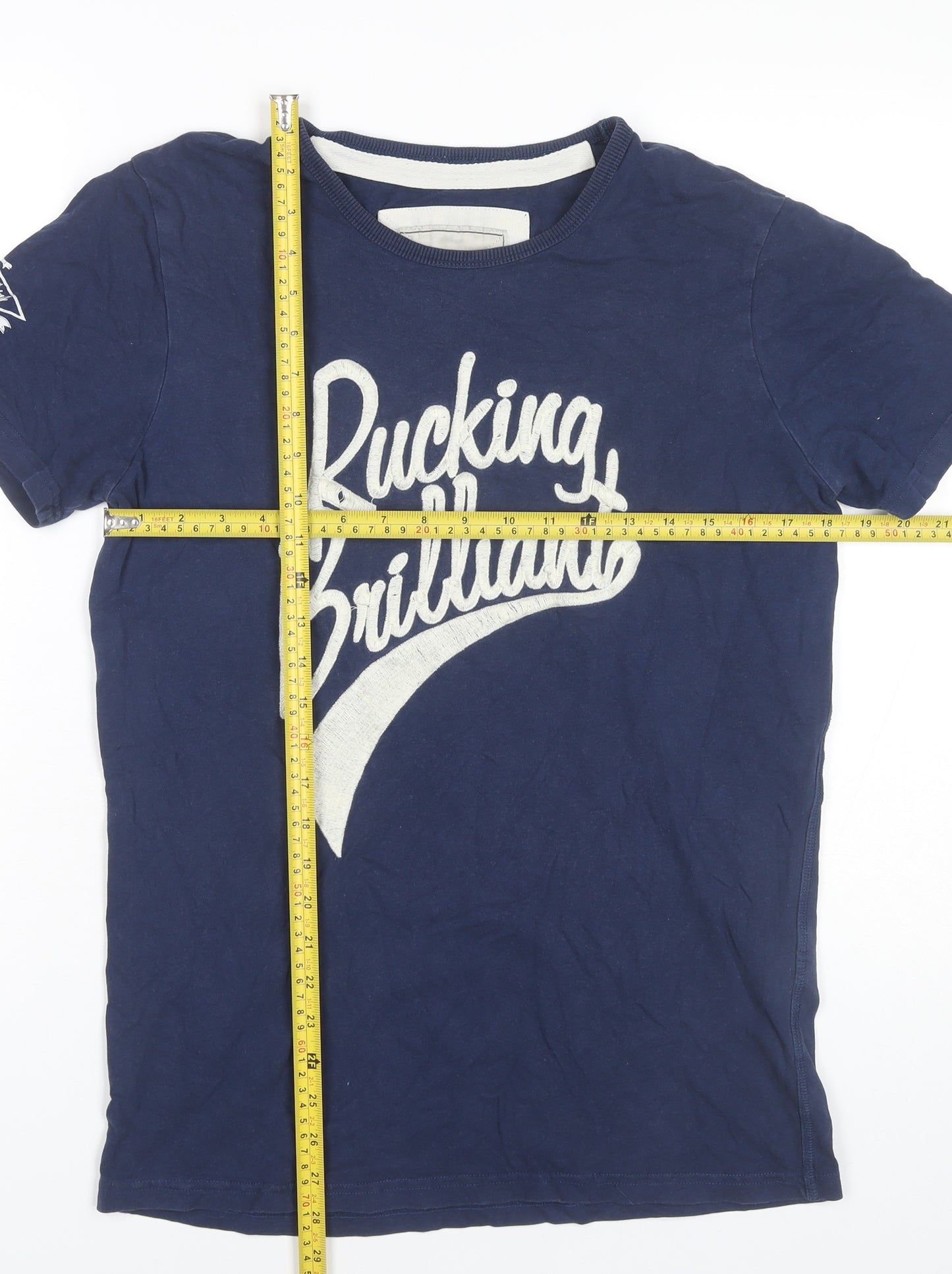 Front Up Rugby Men’s Blue Graphic Print Cotton T-Shirt Size M