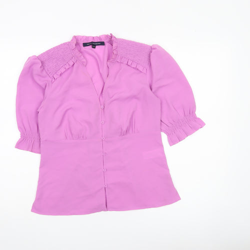 French Connection Womens Pink Size 10 Tunic Blouse 3/4 Sleeve V-Neck