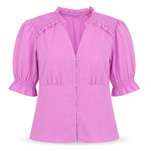 French Connection Womens Pink Size 10 Tunic Blouse 3/4 Sleeve V-Neck
