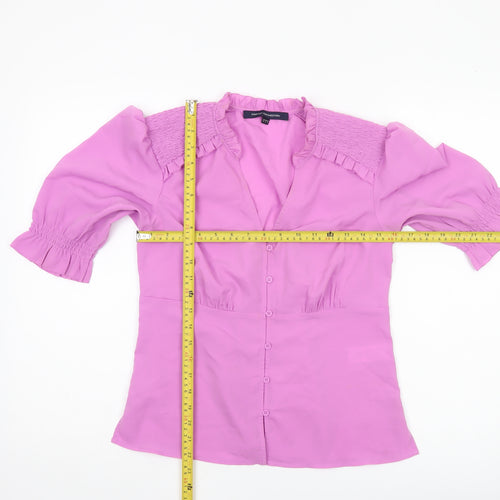 French Connection Womens Pink Size 10 Tunic Blouse 3/4 Sleeve V-Neck