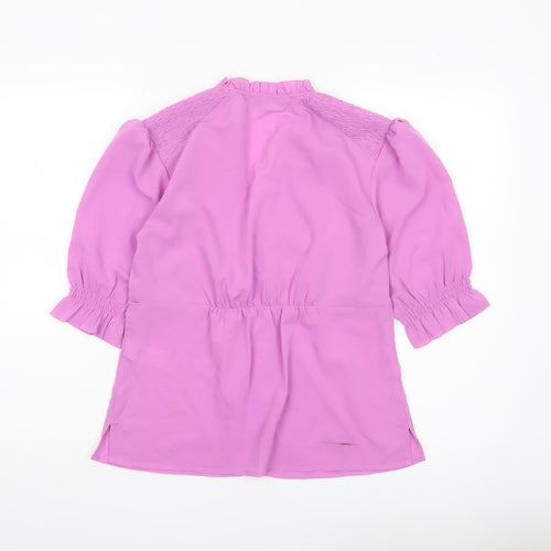 French Connection Womens Pink Size 10 Tunic Blouse 3/4 Sleeve V-Neck