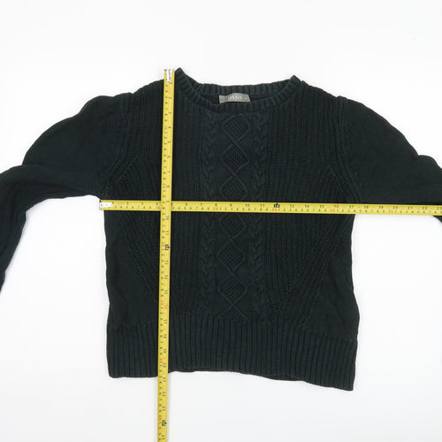 Oasis Womens Black Cotton Crew Neck Cable-Knit Jumper M