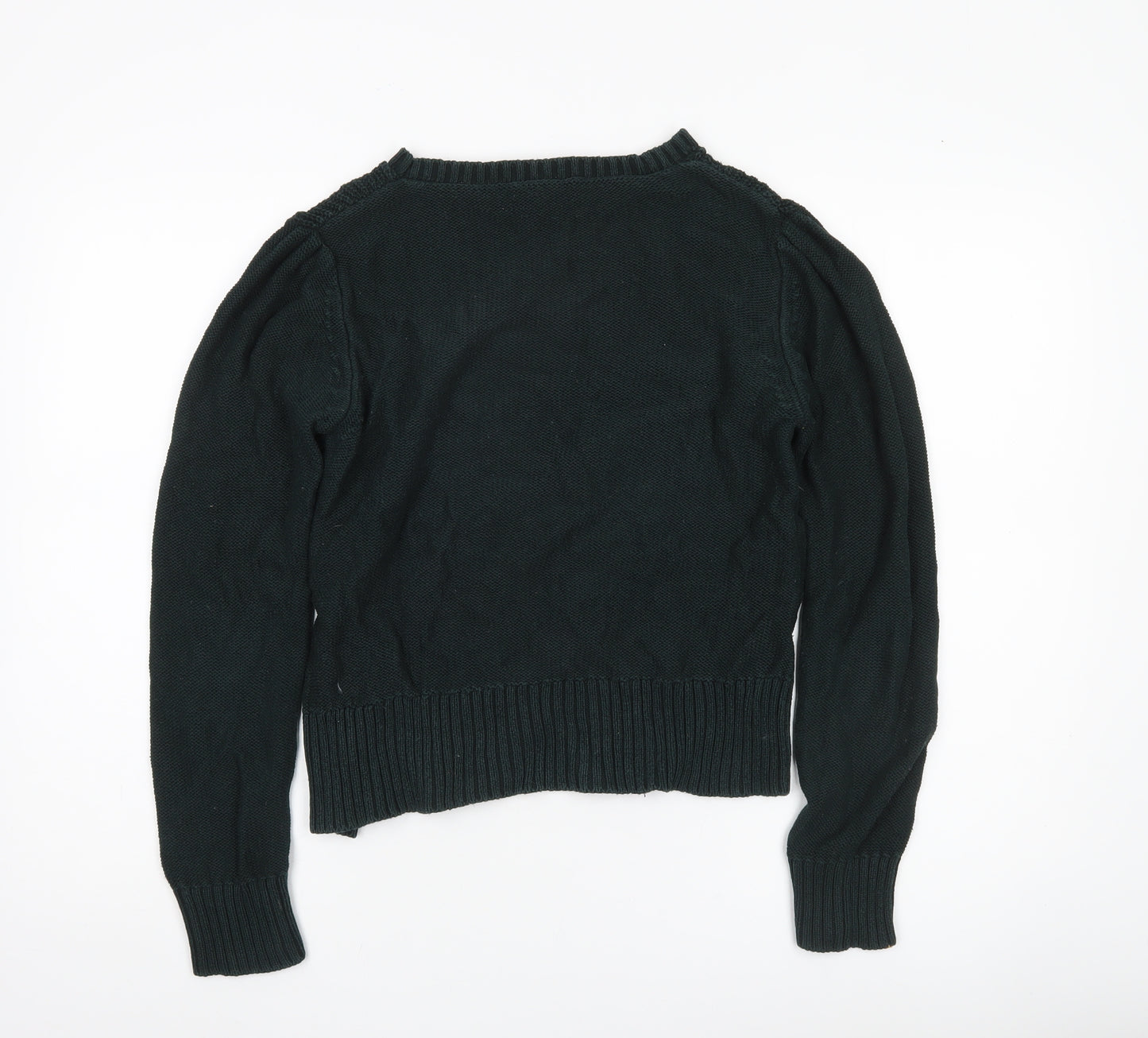 Oasis Womens Black Cotton Crew Neck Cable-Knit Jumper M