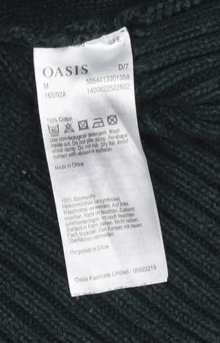 Oasis Womens Black Cotton Crew Neck Cable-Knit Jumper M
