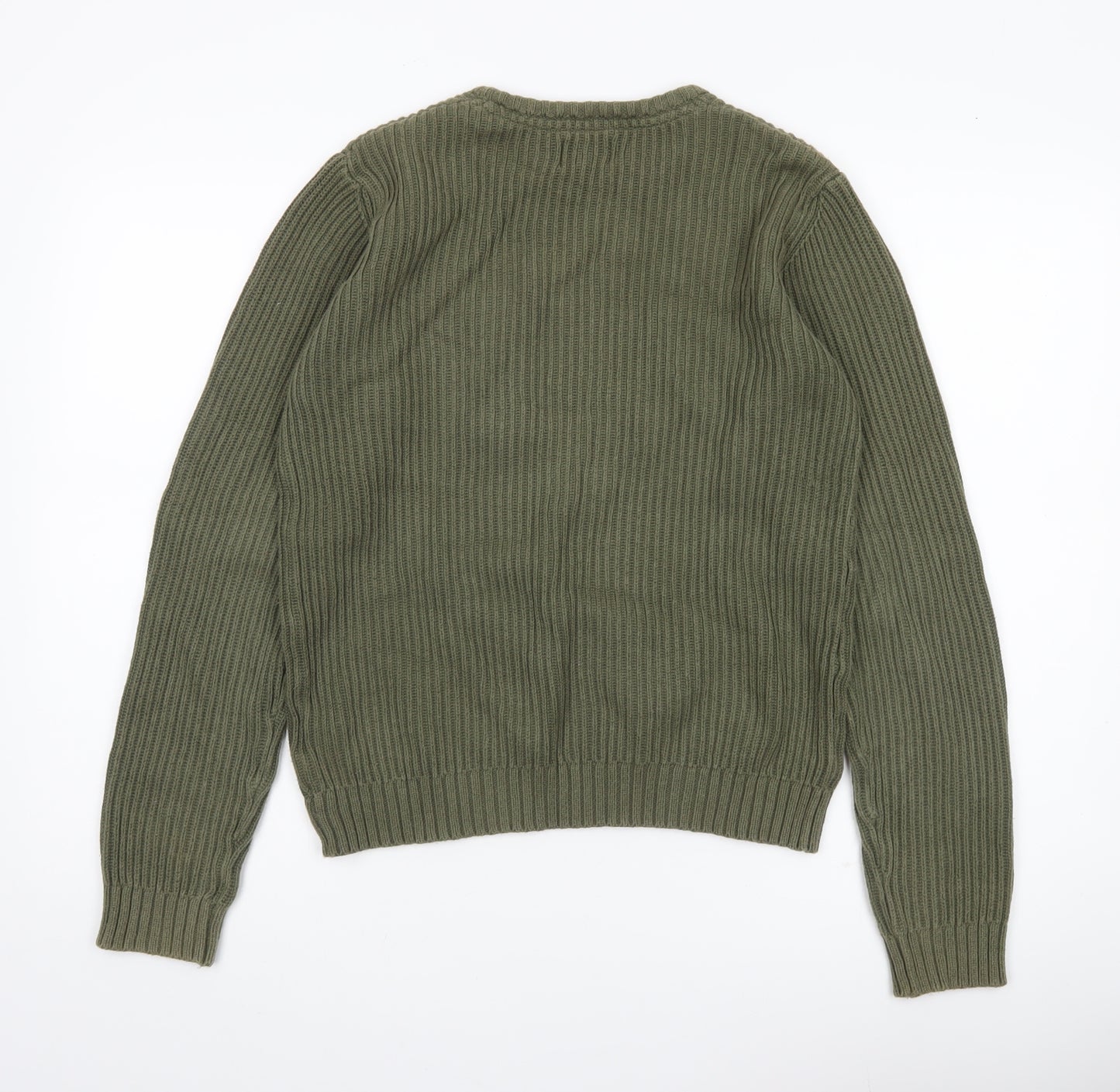 Lyle & Scott Boys Green Knit Cotton Jumper 14-15 Years Crew Neck Pullover