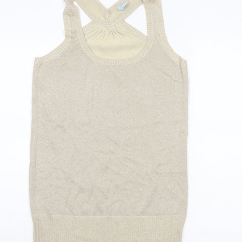 Oasis Women’s Beige Size 14 Scoop Neck Sleeveless Knit Vest Top