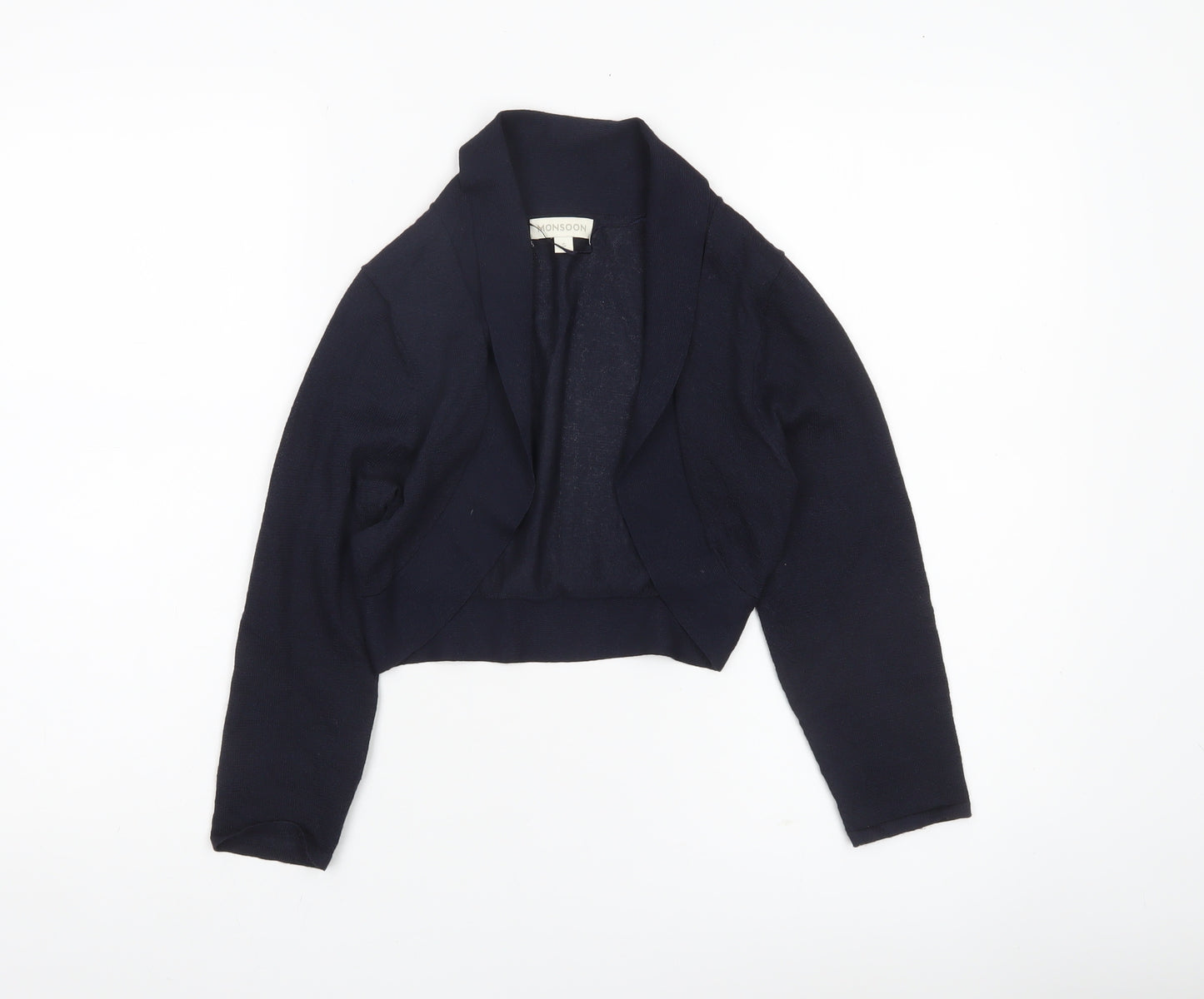 Monsoon Women's Blue Small Shrug Cardigan Knit V-Neck Long Sleeve