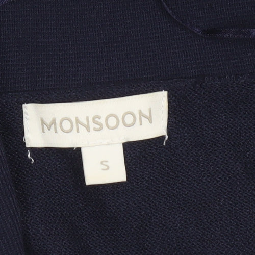 Monsoon Women's Blue Small Shrug Cardigan Knit V-Neck Long Sleeve