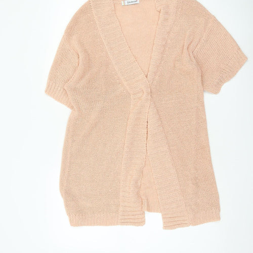 Kaleidoscope Women’s Beige Short Sleeve Open Knit Cardigan Size 10