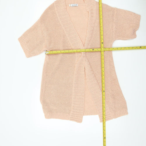 Kaleidoscope Women’s Beige Short Sleeve Open Knit Cardigan Size 10