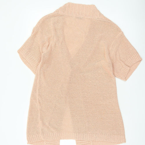 Kaleidoscope Women’s Beige Short Sleeve Open Knit Cardigan Size 10