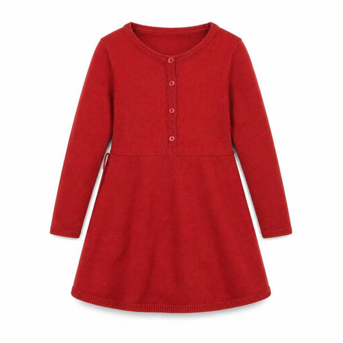 Abercrombie Kids Girls Red Fit & Flare Knit Dress 5-6 Years Long Sleeve
