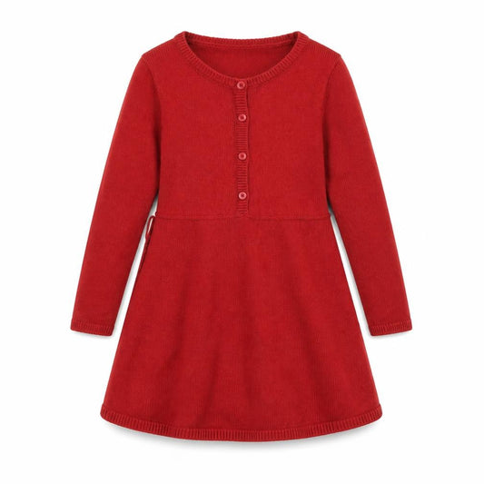 Abercrombie Kids Girls Red Fit & Flare Knit Dress 5-6 Years Long Sleeve