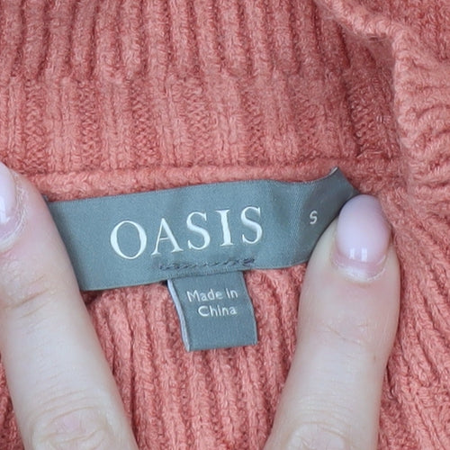 Oasis Women’s Pink Mock Neck Knit Pullover Jumper Size S