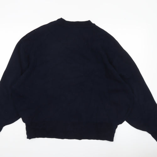 Pull&Bear Womens Black Size 8 Crew Neck Button Pullover Jumper