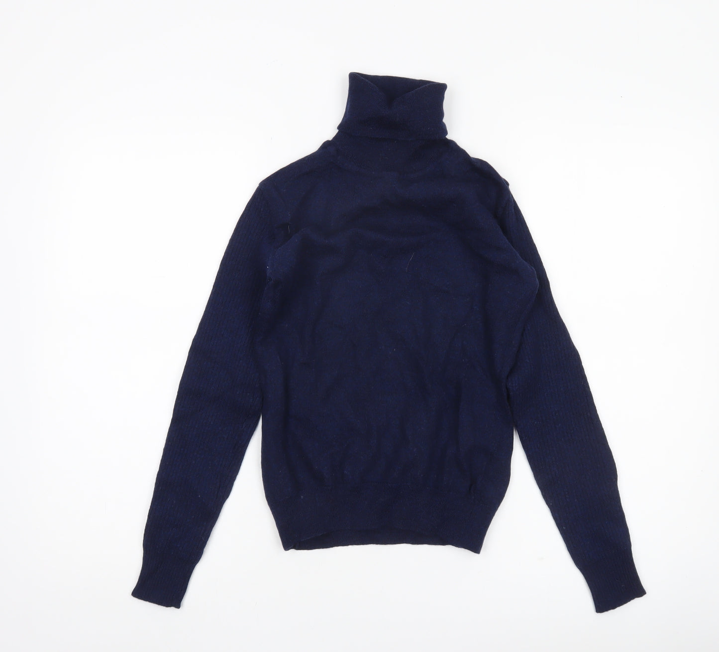 Barbour Womens Blue Merino Wool Roll Neck Jumper Size 10