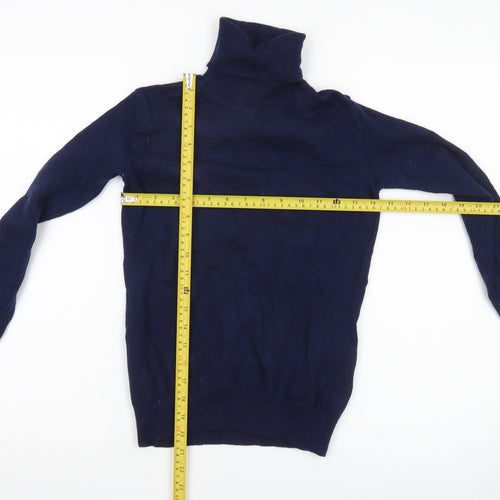 Barbour Womens Blue Merino Wool Roll Neck Jumper Size 10