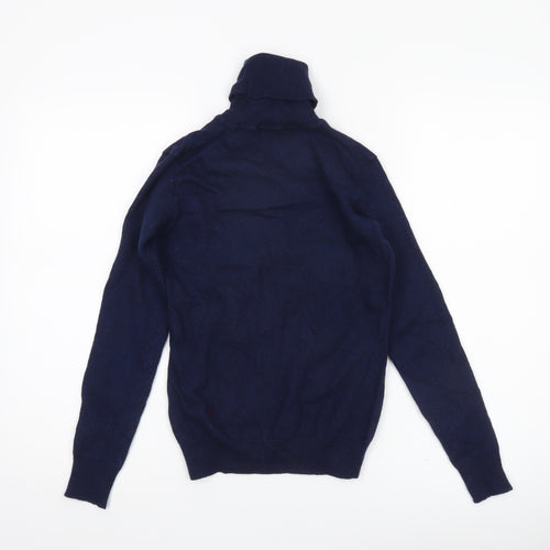 Barbour Womens Blue Merino Wool Roll Neck Jumper Size 10
