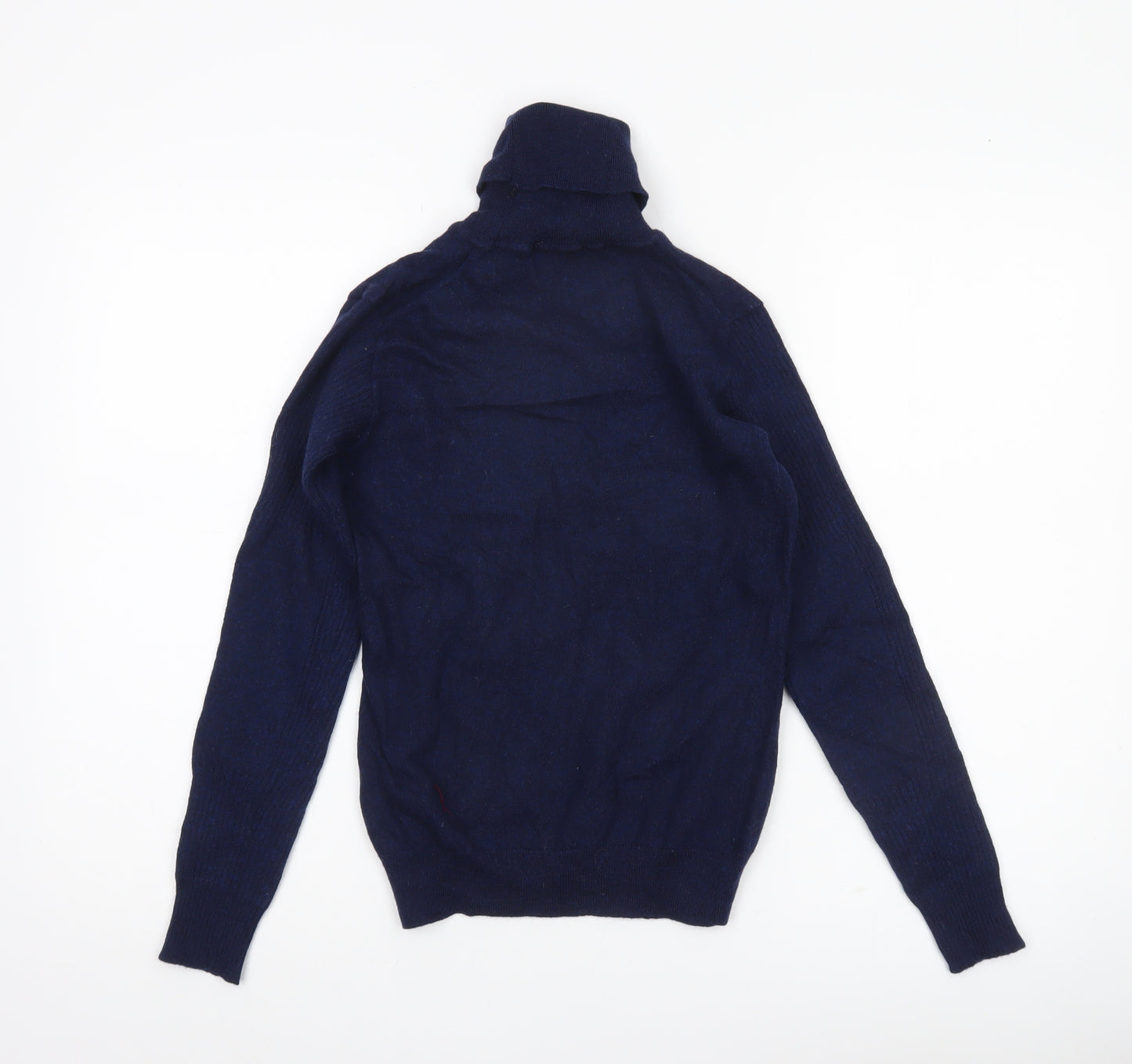Barbour Womens Blue Merino Wool Roll Neck Jumper Size 10